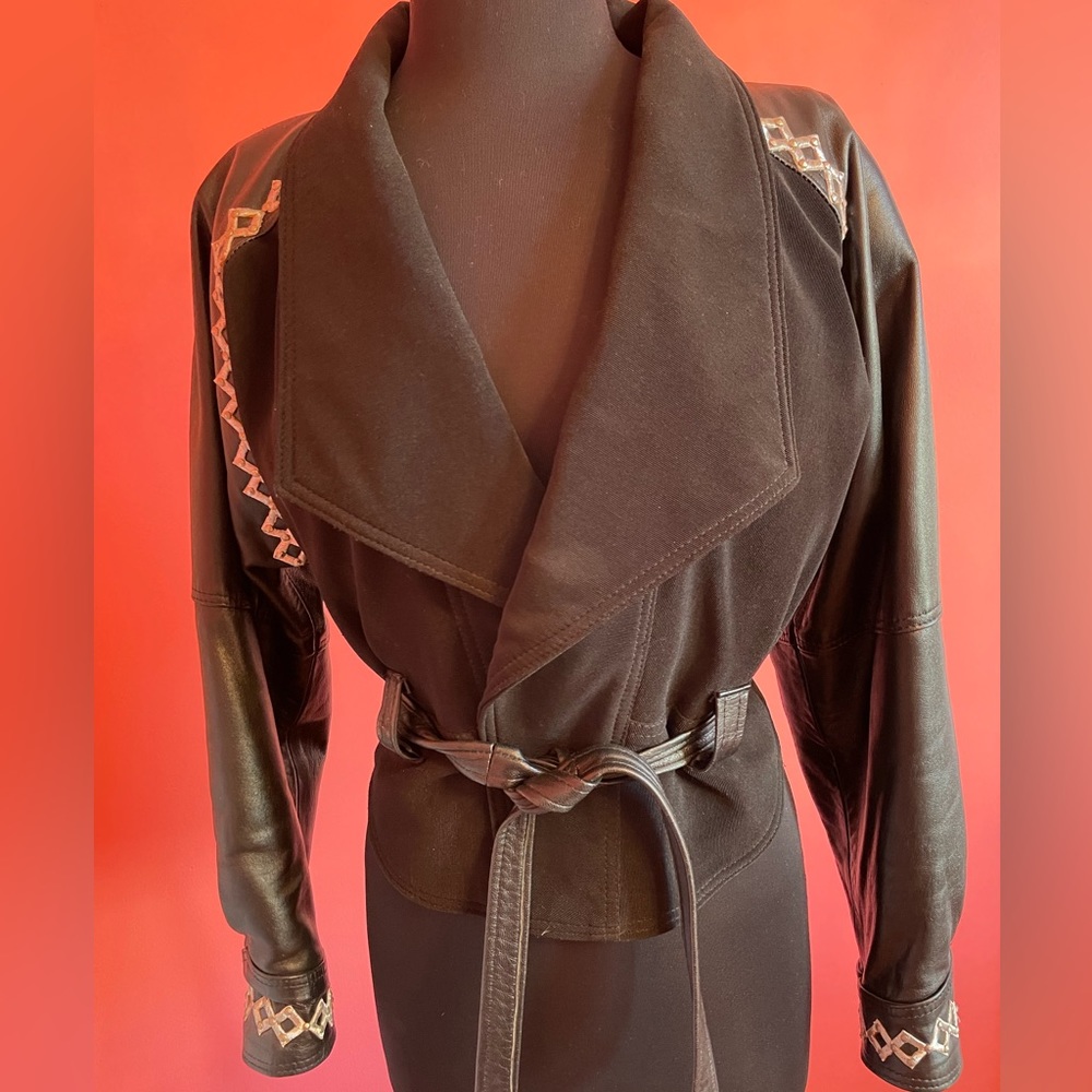 Cache vintage black leather jacket